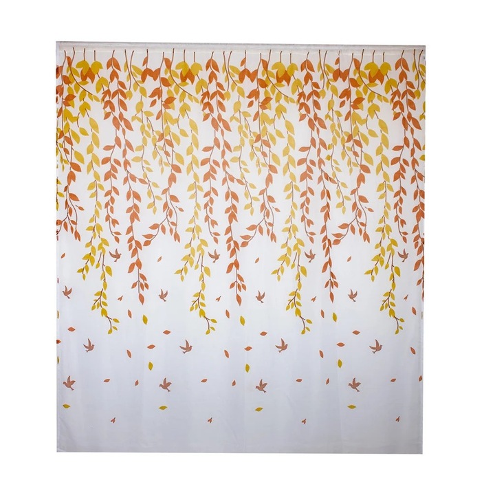 Voile függönyszett, levélmintás, félig átlátszó, fehér, 100x200cm