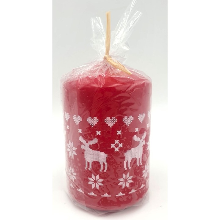 Цилиндрична свещ ZAWA, празничен дизайн, 10x7см