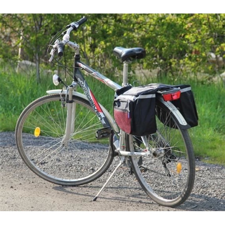 Sakwy bicicleta set, ISO TRADE, 4 compartimente, rezistent la stropire, 27x33x10cm, 27x33x3cm