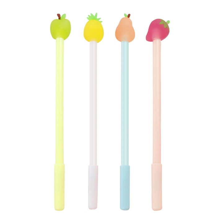 Set 4 pixuri gel fructe YANYXR 0.5mm multicolor 19x5x2cm