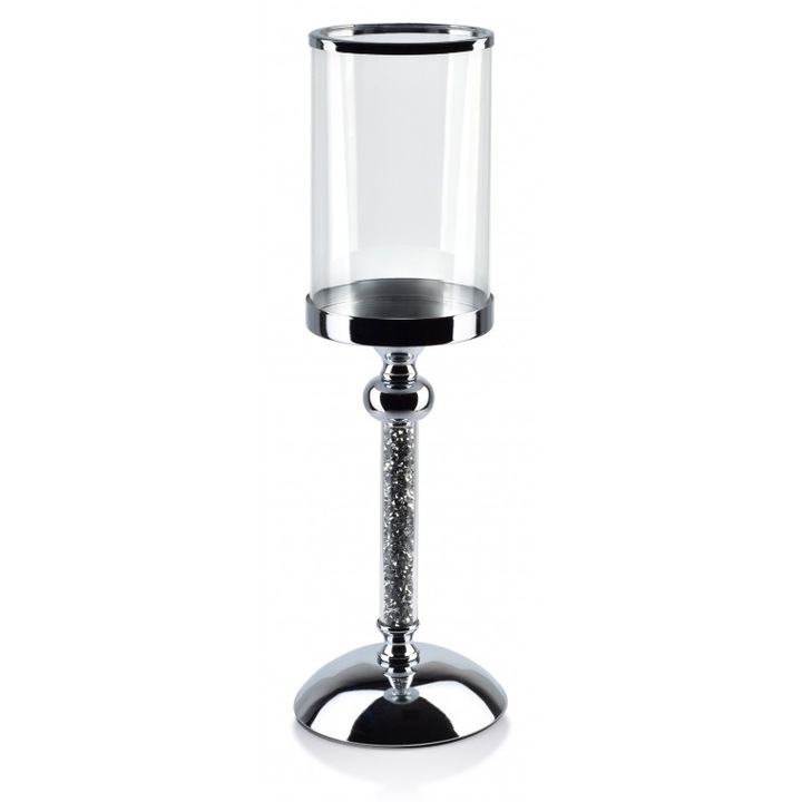 Suport lumanari, Mondex, CHANTAL, argintiu, 12x37,5cm