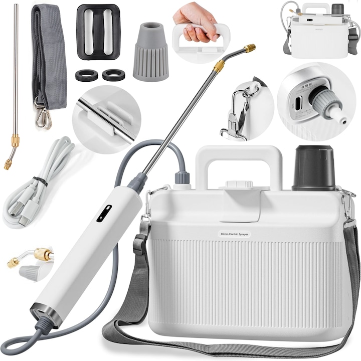 Градинска пръскачка с батерия 2200 mAh, електрическа, с налягане 5 л, телескопична