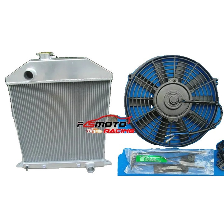 Radiator din aluminiu, 3 randuri, eficienta de racire imbunatatita, dimensiuni 26,5x23,75x3,125 inch, pentru Ford si Mercury 1942-1948