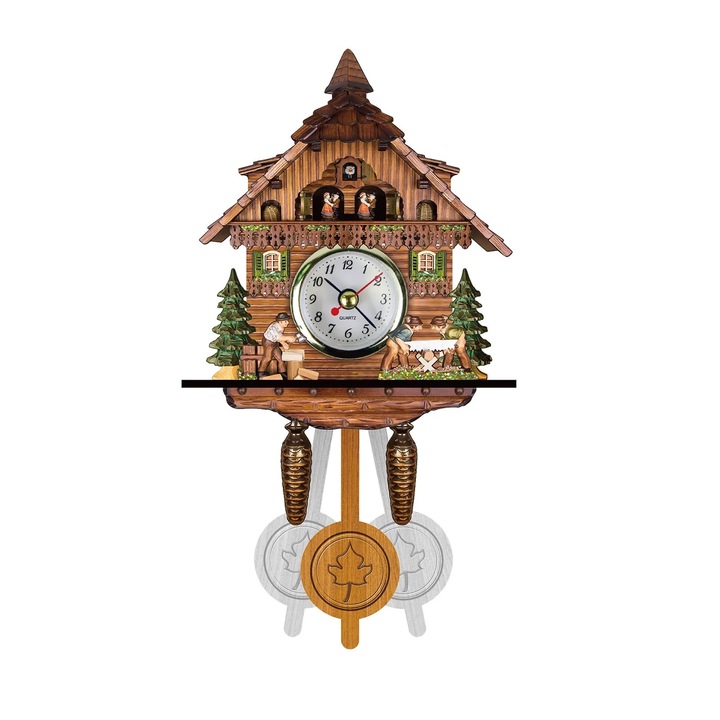 Ceas de perete YANYXR lemn MDF 26x6x14cm chime alarma retro