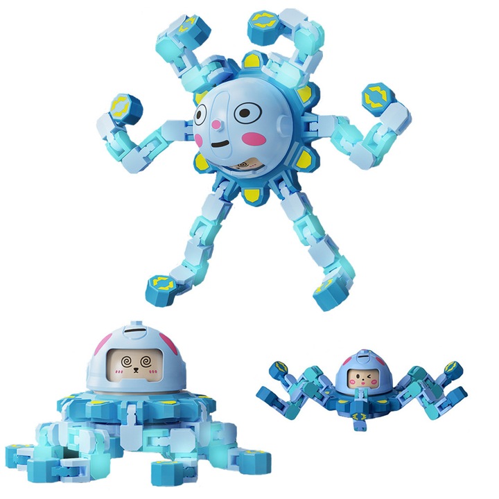 Деформируем Fidget Spinner за деца, сензорен Fidget Spinner за възрастни, светещ, подходящ за подаръци за рожден ден на деца (син)