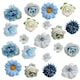 Set 20 capete de flori artificiale, ZGGZERG, Cu dalie, trandafiri, Rezistente UV, Nu se estompeaza usor, Usor de intretinut, Reutilizabil, Pentru buchete de mireasa de nunta DIY, aranjamente florale, decoratiuni pentru casa, Textil, Albastru