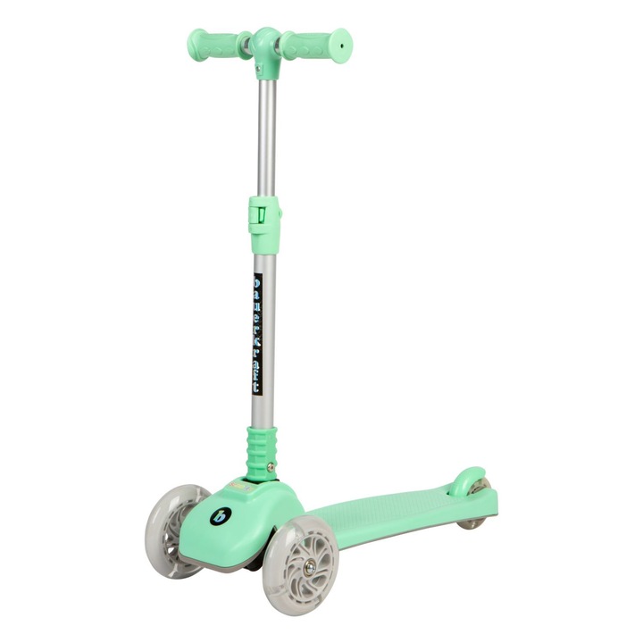 Тротинетка Bauerkraft, балансираща, 3 колела, с LED колела, максимално тегло 50 кг, регулируема височина 63,5-73,5 см, зелена