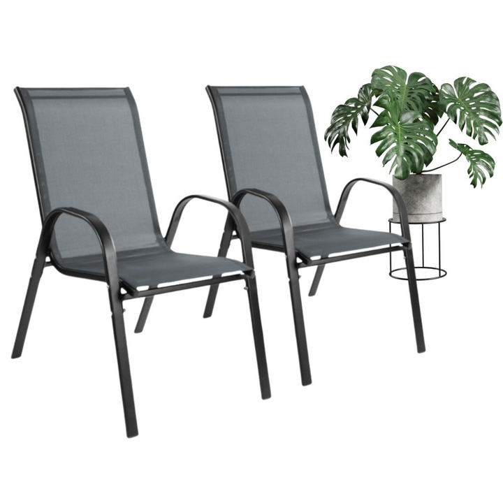 Комплект от 2 стола, Bauerkraft, метал, графит, 55x70x90 см