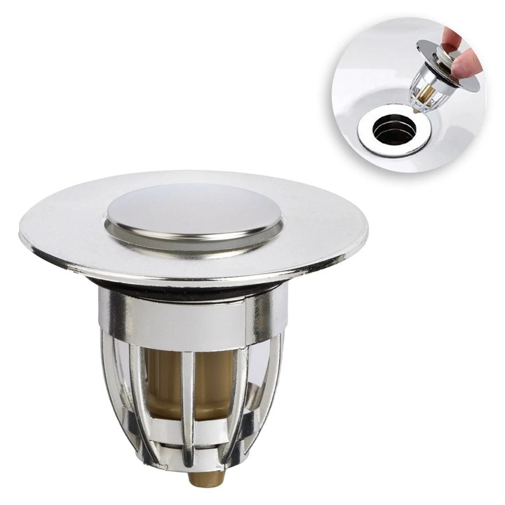 Dop Argintiu de Scurgere Chiuveta - Lavoar Ø3.4-4cm