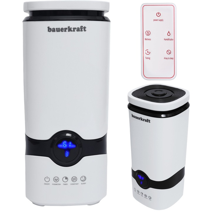 Bauerkraft párásító, 4L, 35dB, vízkőszűrővel, távirányítóval, időzítővel