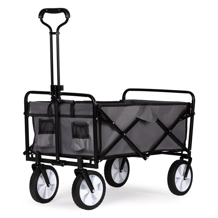 Голяма сгъваема транспортна количка, bauerkraft, вместимост 100 л, водоустойчив материал, сива, 10 кг