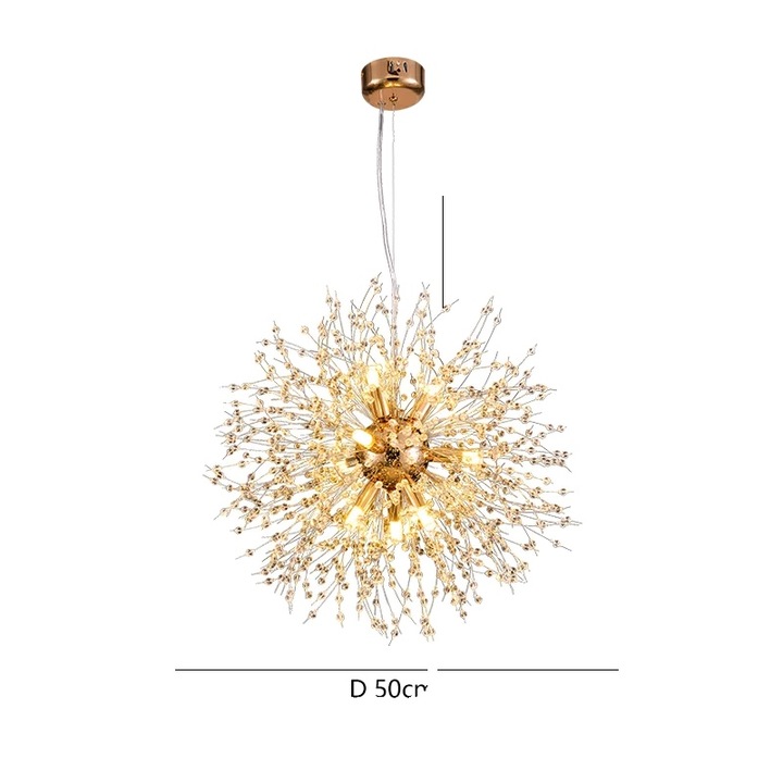 LED полилей, 8 източника на светлина, димируем в 3 цвята, златен, 50x50 см