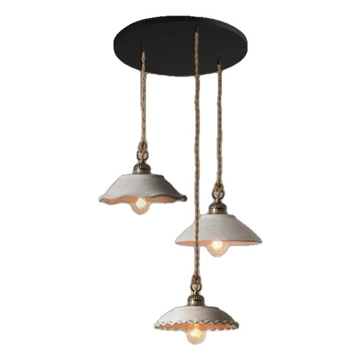 Lustra suspendata, 3 brate, design modern nordic, gri, 4W, 90-260V