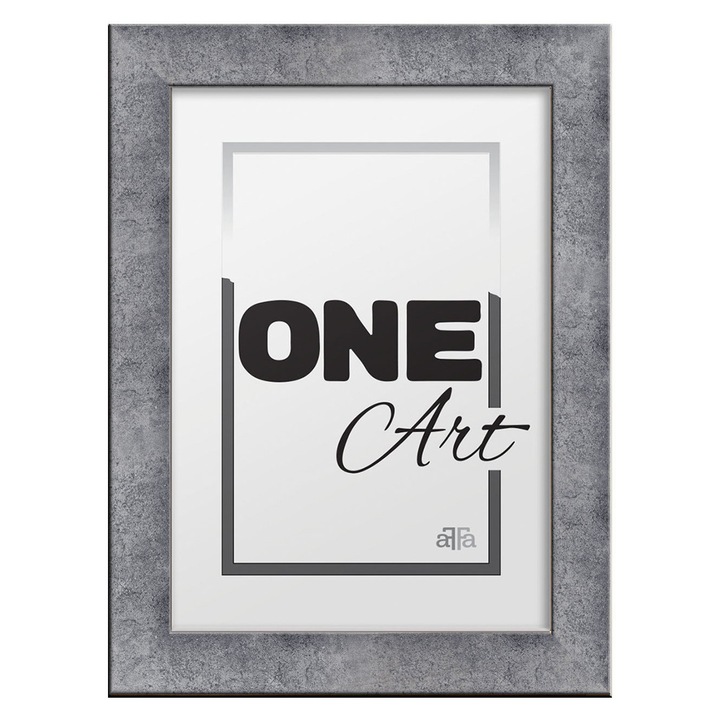 Rama Hekla 18x24 cm din MDF, beton gri, cu plexiglas si agatatoare – rama foto, rama tablou, rama pentru postere, afise sau arta decorativa, protectie sigura, decor modern, montaj usor pe perete, gri