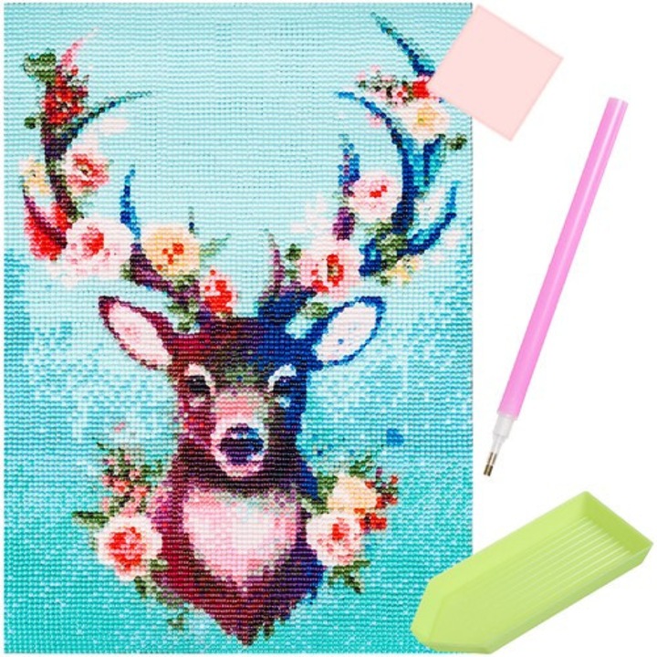 Gyémánthímzőkészlet, Malatec, DIY, szarvasminta