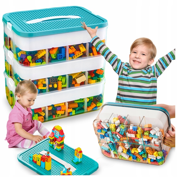 Kis kocka alakú szervező, Pixel, 3 szint, 18L, átlátszó, 22,5x30x32,5cm
