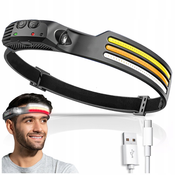 LED челник Pixel, 8 режима на осветление, Сензор за движение, USB-C зареждане, Регулируем