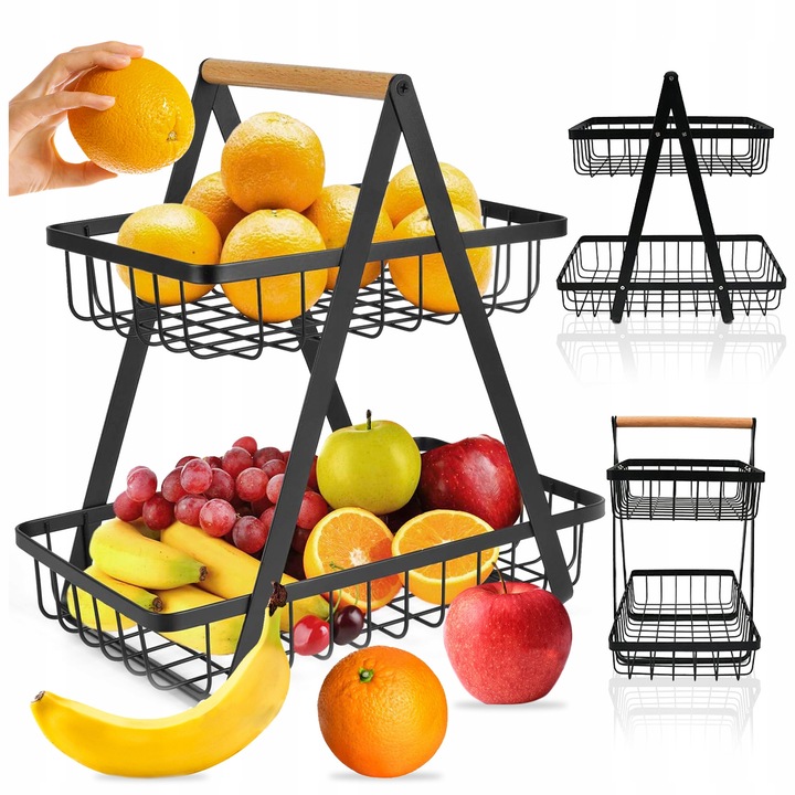 Cos de fructe si legume, Pixel, metal negru