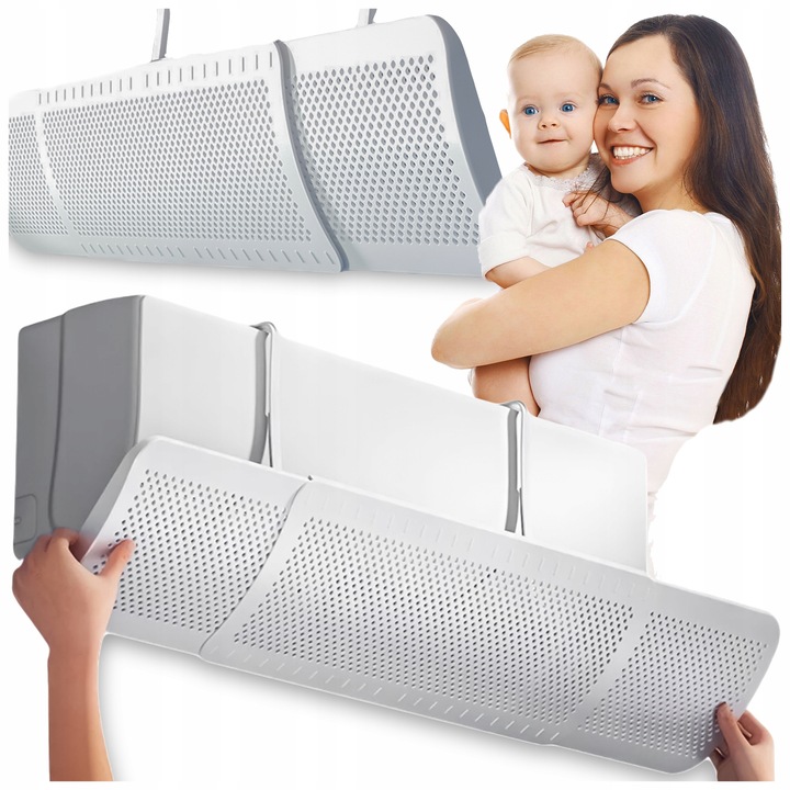 Дефлектор за климатик, Pixel, Универсален, регулируем 56-87 см, бял