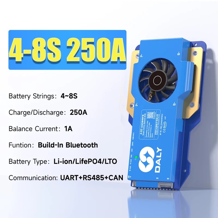 Sistem de Management al Bateriei, 4-8S, 250A, Functie de Echilibrare Activa, 100A