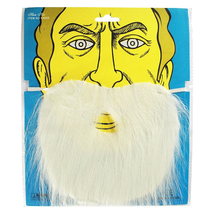 Barba alba pentru costumul de Mos Craciun sau spiridus, Luka, usor de purtat, material sintetic