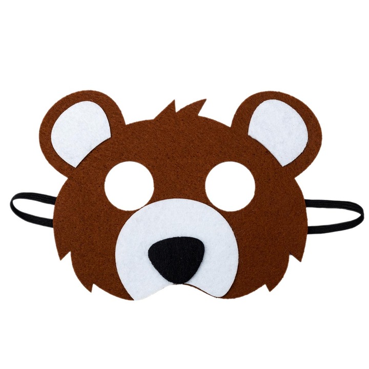 Masca de urs, Luka, din fetru, cu deschideri pentru ochi, culoare maro, unisex