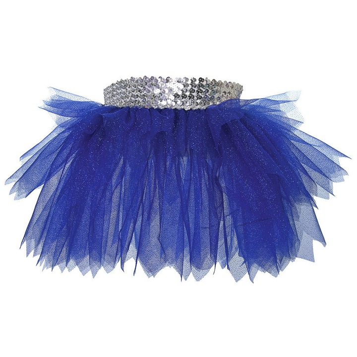 Fusta fete Luka, tul, cu paiete, albastru/argintiu, 74 CM