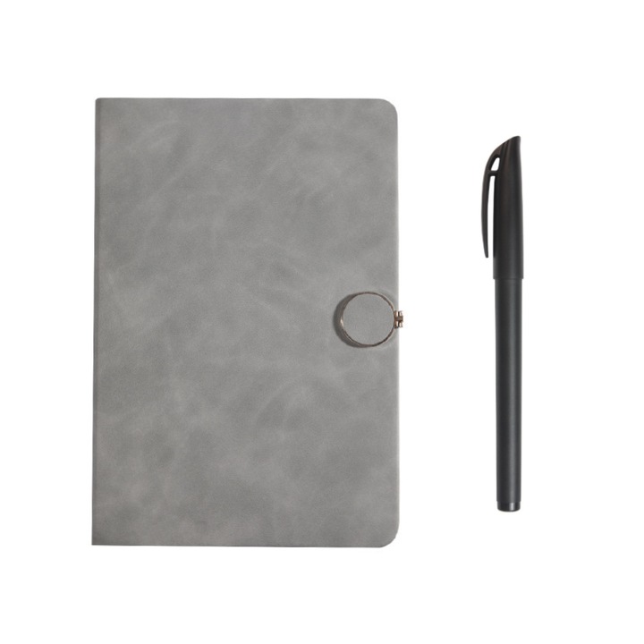 Agenda G&S PRO®, seria AristoNotes, format A5, culoare gri, inchidere magnetica, pix negru inclus