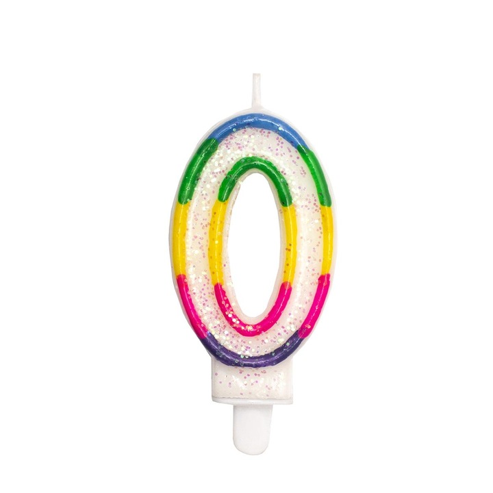 Candle, Luka, multicolor, cifra 0, 7cm, accesorii pentru petrecere