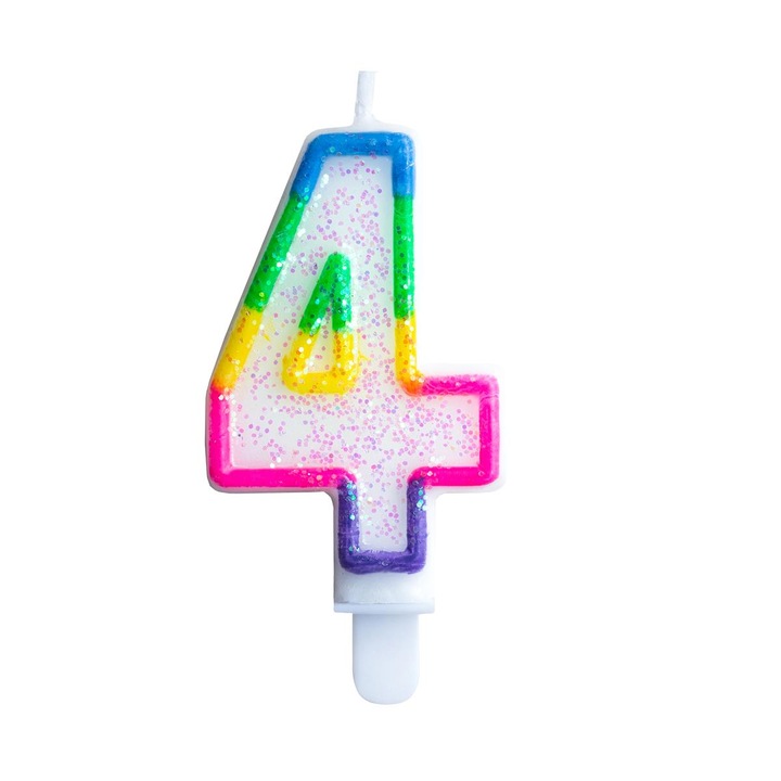 Многоцветна свещ, Лука, брокат номер 4, 7 см, парти аксесоар