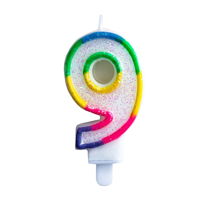 Свещ, Лука, многоцветна, 9.7 см, за парти