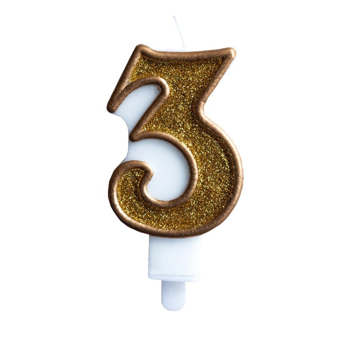 Свещ, Лука, номер 3, блестящо златисто, 7 см