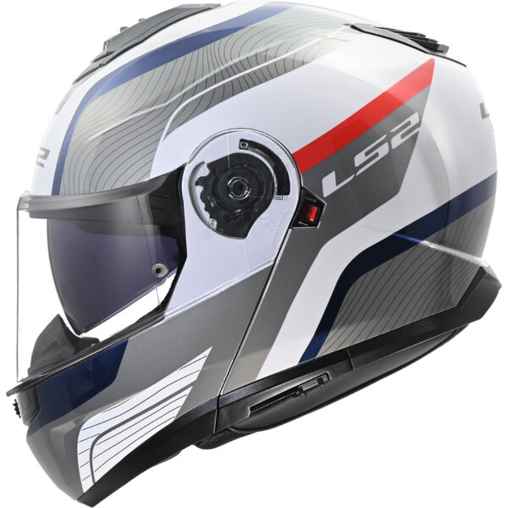 Casca moto Flip-up LS2 FF908 Strobe II Monza White Blue Red marime S