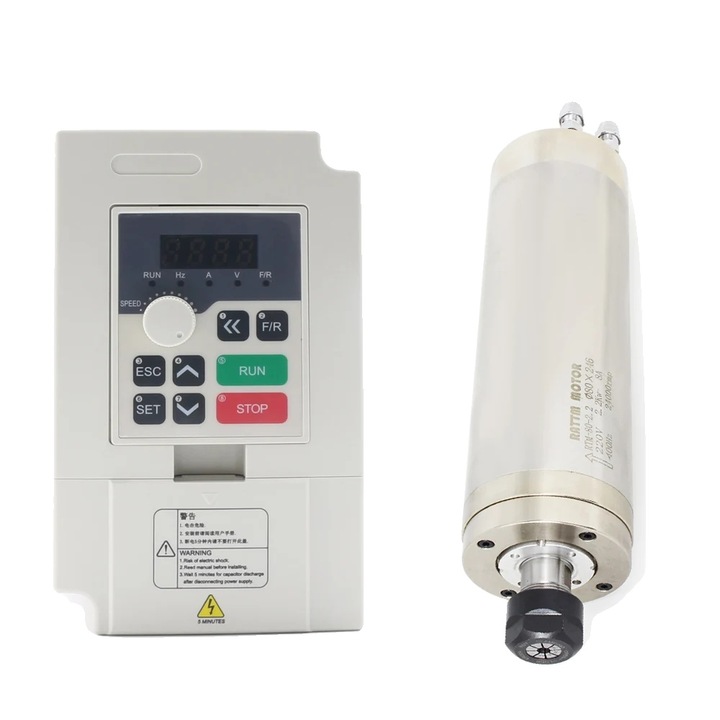 Motor de frezare 2.2KW cu racire pe apa, viteza de operare 10-24000rpm, dimensiuni 80x246mm, set 1