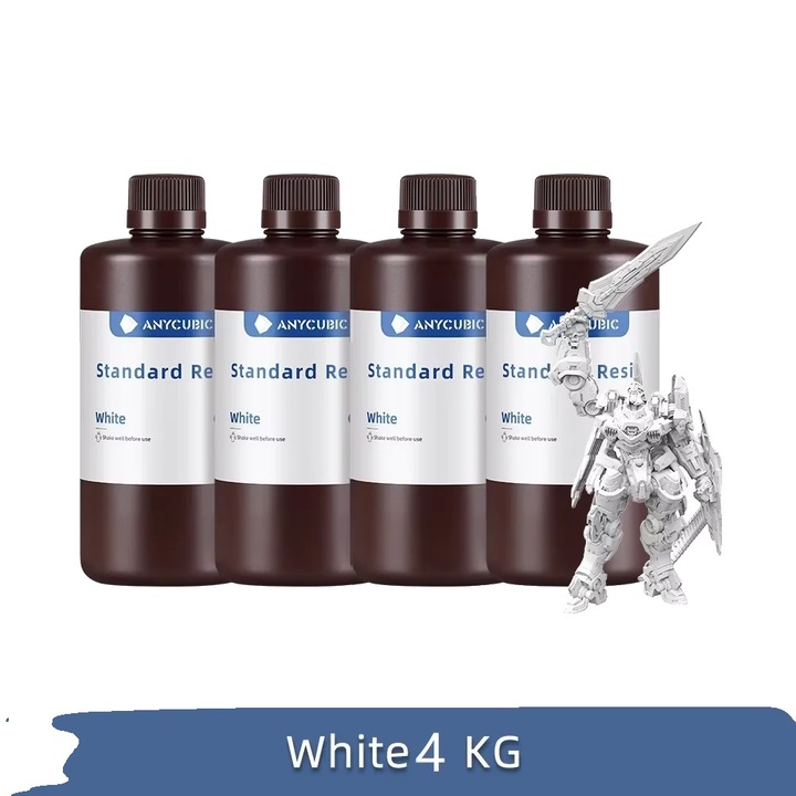 Rasina 3D, 4kg Alb, 405nm UV Sensibila, Set de 4 sticle