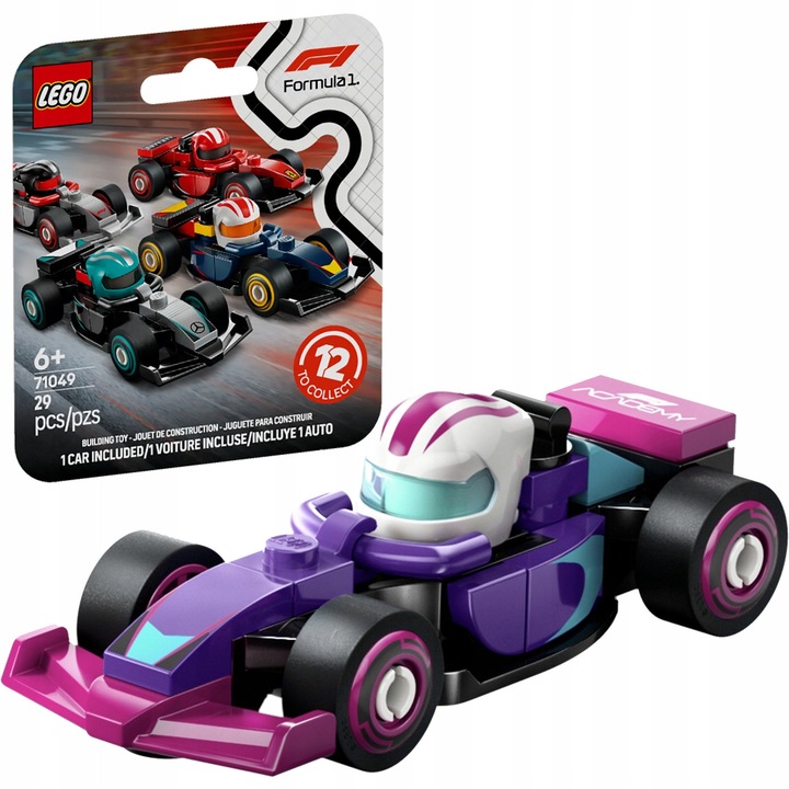 LEGO Formula F1 ACADEMY autóépítő készlet, fekete és rózsaszín, sofőrfigurával, 6 éves kortól gyermekek számára