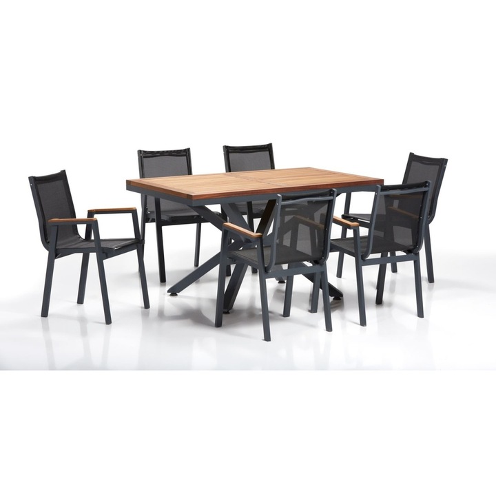 Set masa si scaune de gradina 7 piese Sydney 2 Multicolor 90x150x90 cm