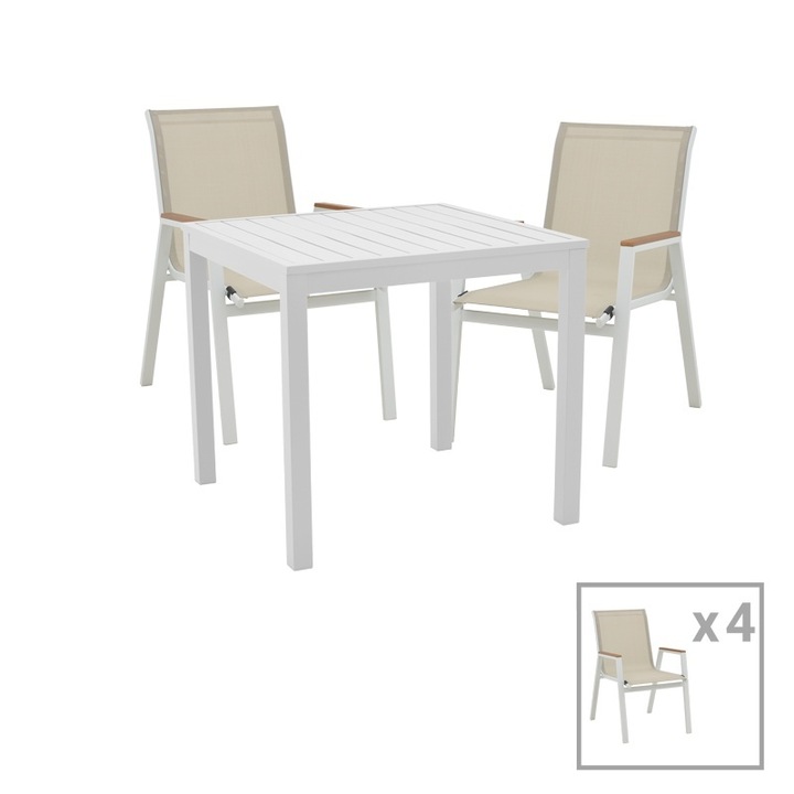 Set masa si scaune de gradina, 5 Piese, Model Azelie-Kliton Gri 77x55x94 cm