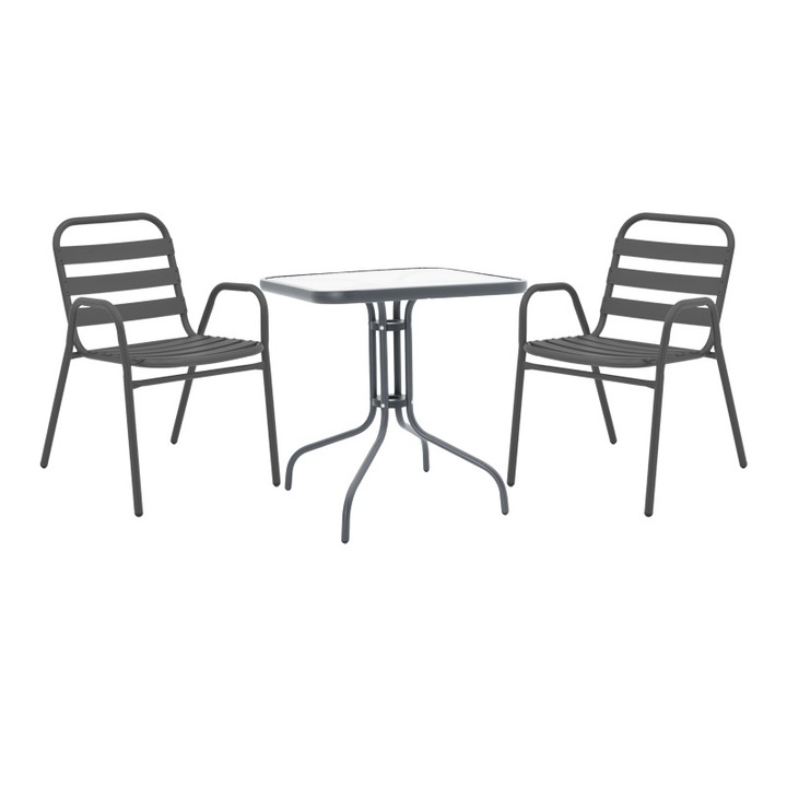 Комплект градински маси и столове, 3 части, модел Watson-Sussie, антрацит, 70x70x70 см