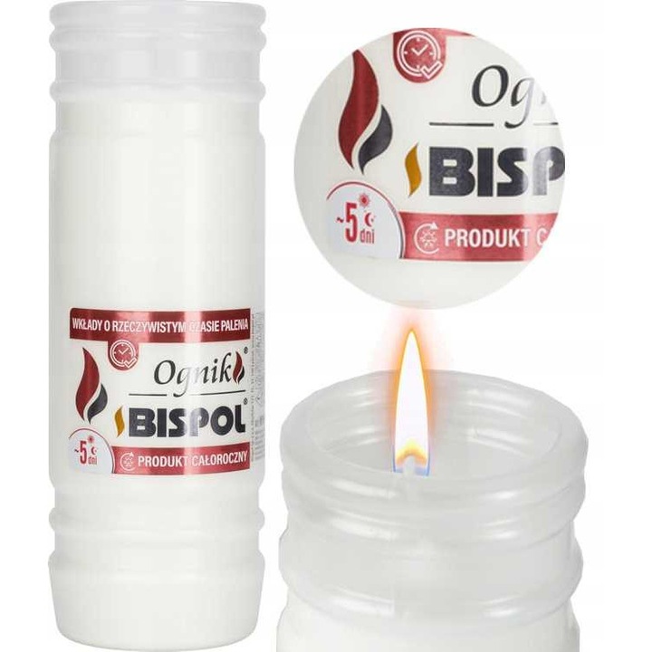 Свещник Bispol, бял, 1 брой