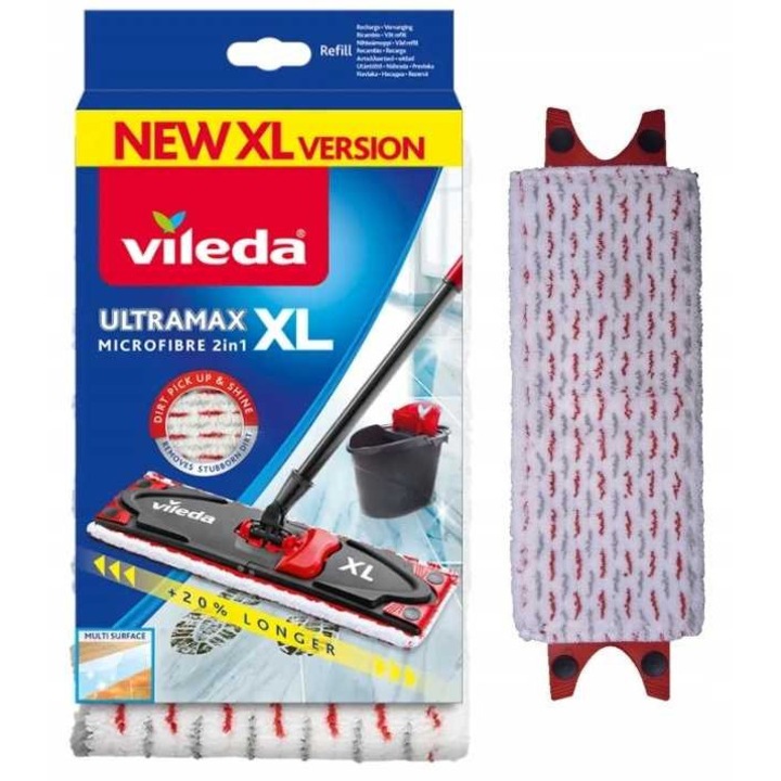 Vileda Ultramat TURBO XL felmosófej utántöltő, 42x14cm, többszínű, 2 az 1-ben rendszer