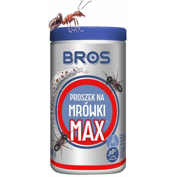BROS - Pulbere pentru furnici MAX 100g, praf, atractie zaharoasa si proteica, utilizare interioara si exterioara