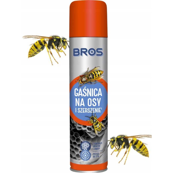Spray insecticid Bros pentru viespi si bondari, 600ml, pulverizator lung, protectie indelungata