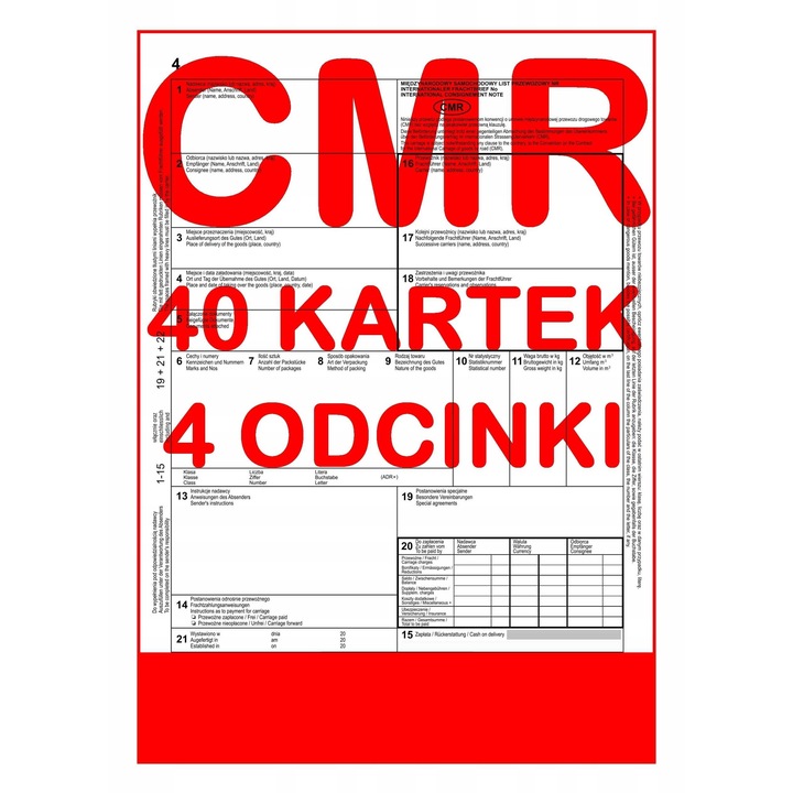 CMR Fuvarlevél 4 részes, PAKO GROUP, 40 lapos, A4, többszínű, 10 db-os szett