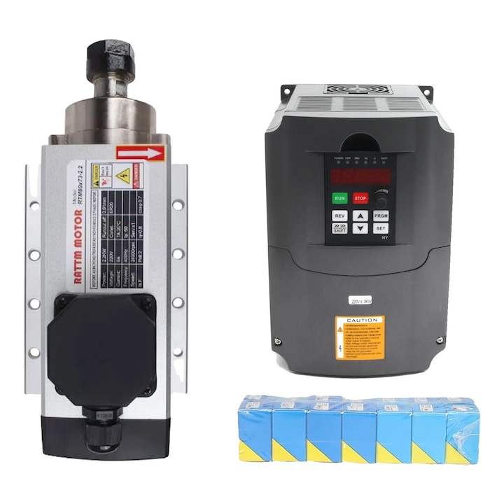 Motor de frezare CNC, 2.2Kw, 24000 RPM, sistem de racire cu aer, cu collet VFD