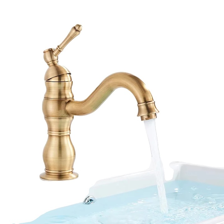 Pultba szerelhető szaniter csaptelep, egykaros vezérlés, antik bronz, kompakt méretek