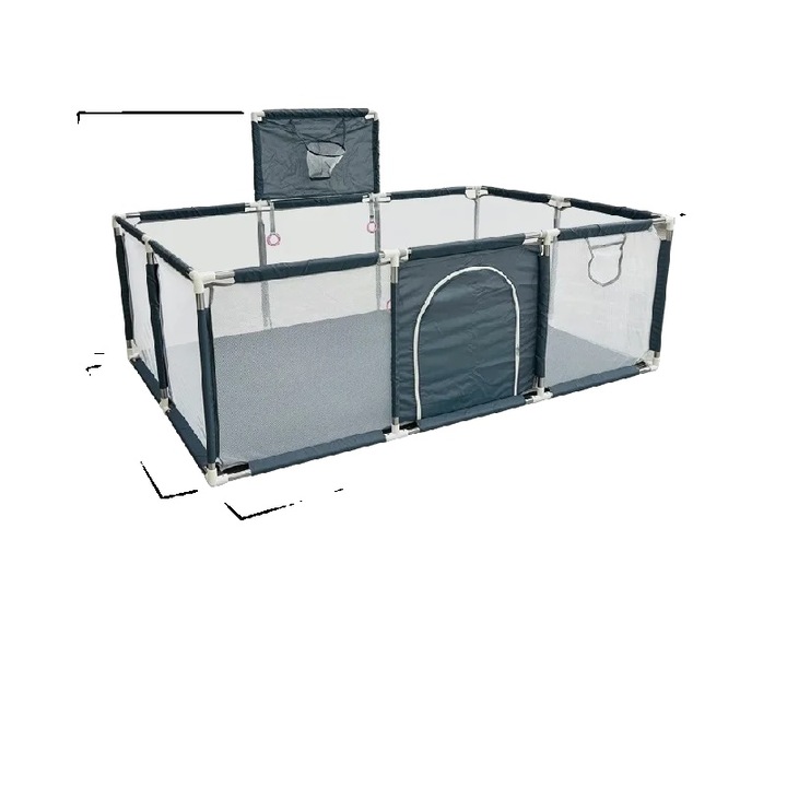 Детски кошари, тъмносиви, 180x200x66см, без мрежа, комплект за деца 3-12 години