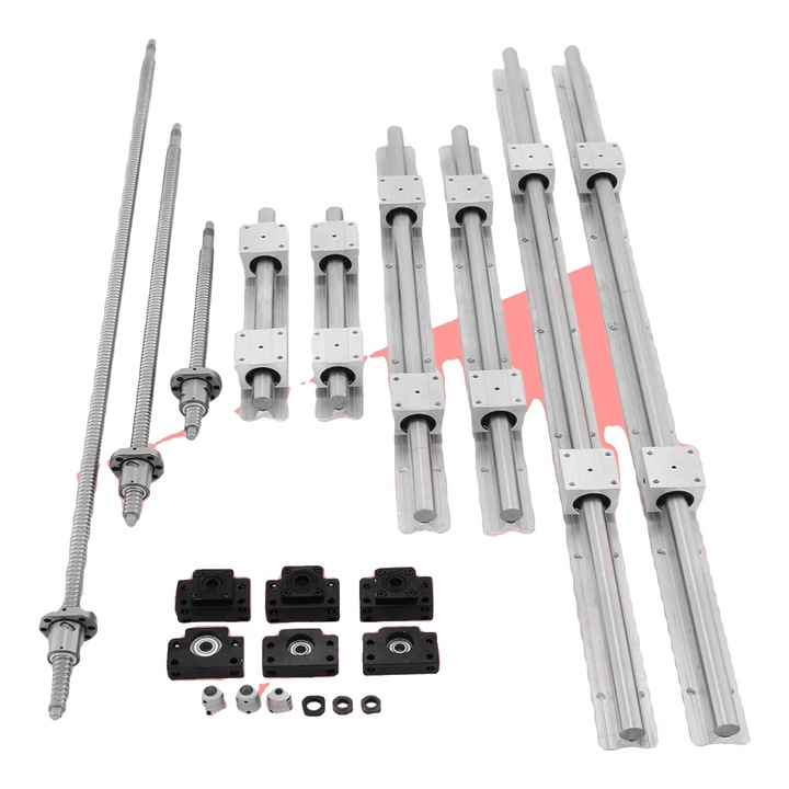 Set ghidaje liniare SBR20, suruburi cu bile SFU1605, lungimi variate, 300mm, 600mm, 1000mm, suporturi BK12/BF12