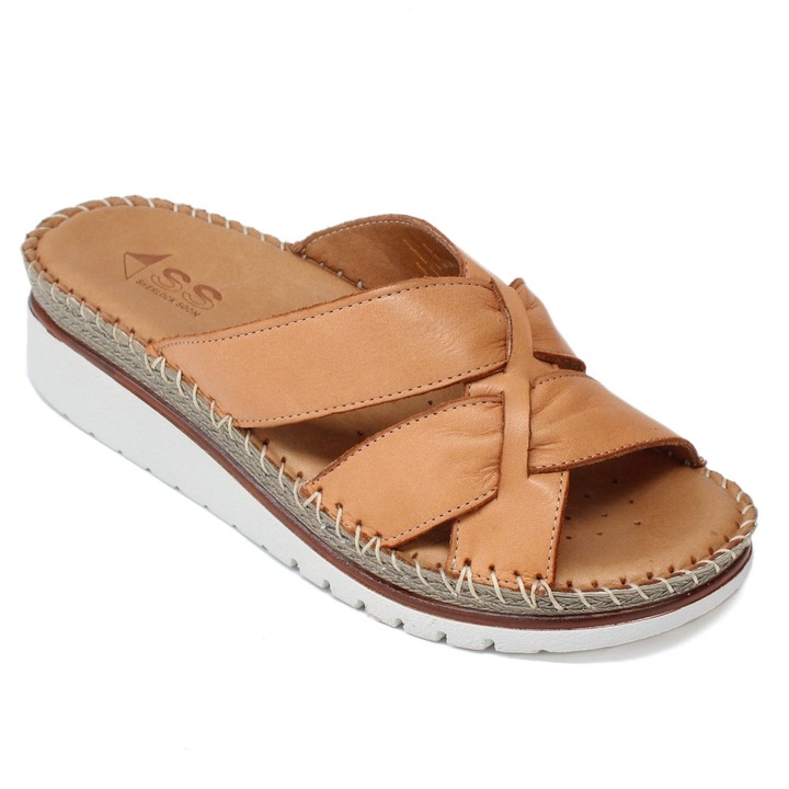 Sherlock Soon Sherlock Soon női keresztpántos barna bőr papucs 030-148-0136 07597