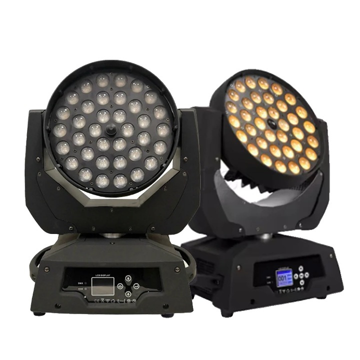 Színpadi világítás, 36x18W, DMX vezérlés, 2 darabos lámpa szett, RGBWA 6in1, zoom szög 12-60 fok